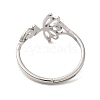 Non-Tarnish 304 Stainless Steel Hollow Lotus Adjustable Ring for Women RJEW-M149-32P-2