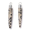 Natural Sesame Jasper Brass Pointed Pendants G-B025-02P-15-2