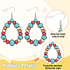 ANATTASOUL 3 Pairs 3 Color Synthetic Turquoise Beaded Teardrop Dangle Earrings EJEW-AN0004-81-3