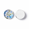 Half Round/Dome Floral Printed Glass Flatback Cabochons X-GGLA-A002-10mm-UU-2