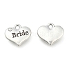 Wedding Theme Antique Silver Tone Tibetan Style Heart with Bride Rhinestone Charms TIBEP-N005-12E-1