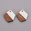 Transparent Resin & Walnut Wood Pendants RESI-S384-003A-A05-2