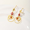 Fashionable Brass Heart with Evil Eye Tassels Hoop Earrings VN7480-4