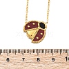 304 Stainless Steel Dark Red Enamel Ladybug Pendant Cable Chain Necklaces for Women NJEW-U032-07G-01-5