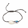 Acrylic Shell & Enamel Evil Eye Braided Bead Bracelet BJEW-JB08130-02-1