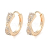 Brass Micro Pave Clear Cubic Zirconia Hoop Earrings LS-EJEW-S234-03G-1