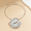 Tibetan Style Alloy Lotus Leaf Pendant Necklaces for Women NJEW-Q343-01AS-1