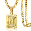 Rectangle with Letter Pattern 304 Stainless Steel Pendant Necklaces FS-WGFC766-49-1