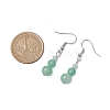 3 Pairs 3 Styles Natural Malaysia Jade & Green Aventurine & Tiger Eye Dangle Earrings EJEW-JE06131-3