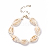 Natural Cowrie Shell Braided Beaded Bracelet for Women BJEW-JB08036-4