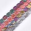 Frosted Electroplate Glass Beads Strands EGLA-S188-02-1