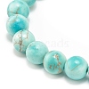 Natural White Jade & Howlite & Synthetic Turquoise(Dyed) Stretch Bracelet with Cross BJEW-JB08295-03-5