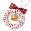 Christmas Wreath Wood & Cotton Threads Pendant Decorations HJEW-TA00304-4