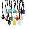 Gemstone Pendant Necklace with Nylon Cord for Women NJEW-L464-A-1