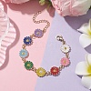 Sunflower Zinc Alloy Enamel Link Bracelets for Women BJEW-JB10246-2