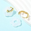 Brass Resin Flower Hoop Earrings for Women EJEW-U038-01G-07-3