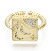 Brass Micro Pave Clear Cubic Zirconia Cuff Rings RJEW-S045-026G-NR-3