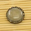 Antique Bronze Brass Cabochon Settings and Flat Round Transparent Clear Glass Cabochons KK-X0003-RS-2