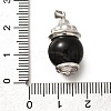 Brass & Natural Black Agate(Dyed & Heated) Pendants KK-Q043-22P-3