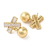 Rack Plating Brass Micro Pave Clear Cubic Zirconia Stud Earrings for Women EJEW-G394-35G-2