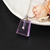 Medium Purple Glass Bottle with Iron Ball Chain Pendant Necklaces PW-WGF3857-21-1