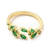 Green Cubic Zirconia Leaf Open Cuff Ring KK-H439-18G-2