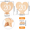 Heart Wooden Table Number 1-20 with Base DJEW-WH0033-61-2