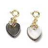 Natural Black Lip Shell Heart Pendant Decorations AJEW-P108-03G-2