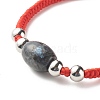 Natural Labradorite Barrel Beads Cord Bracelet for Her BJEW-JB07045-04-4