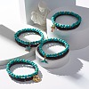 Natural Coconut & Synthetic Turquoise(Dyed) Beads Stretch Bracelets Set BJEW-JB07168-2