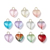 Heart Gradient Color Baking Paint Transparent Glass Pendants PALLOY-JF03264-01-1