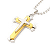 Alloy Cross Pandant Necklace with Ball Chains NJEW-K245-001C-1