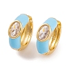 Rack Plating Brass Cubic Zirconia Enamel Earrings EJEW-S219-14G-03-1