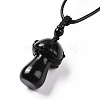 Natural Obsidian Mushroom Pendant Necklace NJEW-E065-01E-3