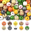 100Pcs 10 Styles Animal Themes Printed Wood European Beads WOOD-YW0001-87-1
