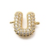 Brass Micro Pave Cubic Zirconia Letter Links KK-I717-04U-1