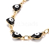 Enamel Heart with Evil Eye Link Chains Bracelet BJEW-P271-07G-03-2