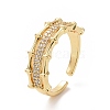 Clear Cubic Zirconia Bamboo Open Cuff Ring RJEW-I093-02G-1