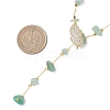 Natural Green Aventurine Chip Handmade Link Chain Necklaces NJEW-JN05811-02-3
