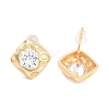Brass Micro Pave Clear Cubic Zirconia Stud Errings EJEW-B058-05G-1