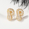 Brass Micro Pave Cubic Zirconia Stud Earrings EJEW-Z091-04G-P-5