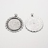 Star Pattern Flat Round Tibetan Style Alloy Pendant Cabochon Settings PALLOY-K109-31AS-RS-2