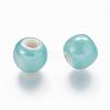 Pearlized Aquamarine Handmade Porcelain Round Beads X-PORC-D001-10mm-03-2