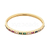 Rack Plating Brass Micro Pave Cubic Zirconia Bangles for Women BJEW-G730-01G-04-2