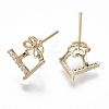 Brass Micro Pave Cubic Zirconia Earring Findings KK-S356-049G-NF-2