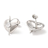 Rack Plating Brass Heart with Star Stud Earrings with Clear Cubic Zirconia Earring for Women EJEW-A101-05P-2