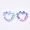 Rainbow ABS Plastic Imitation Pearl Linking Rings OACR-T015-04-3