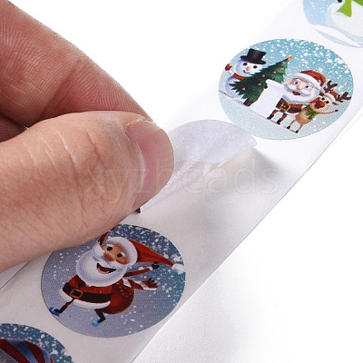 8 Patterns Christmas Round Dot Self Adhesive Paper Stickers Roll X-DIY-A042-01D-1