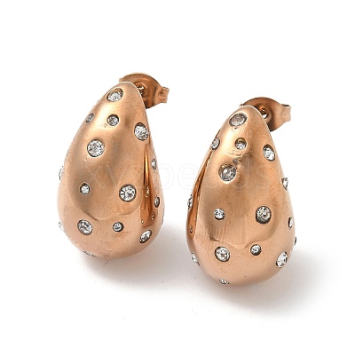 304 Stainless Steel Teardrop Stud Earrings EJEW-B108-05RG-A-1