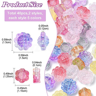 40Pcs 10 Styles Transparent Spray Painted Glass Beads GLAA-YW0003-84-1